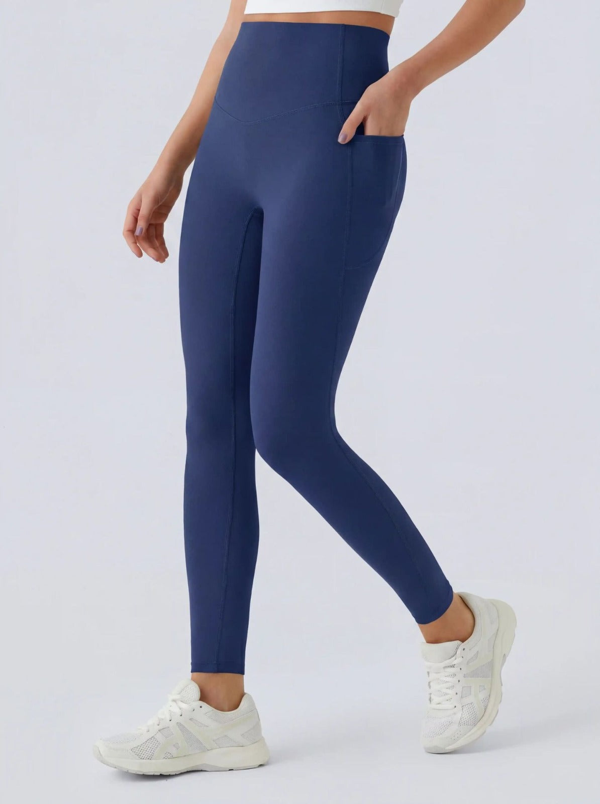 Lovanea high-waisted leggings with pockets in Slate Blue